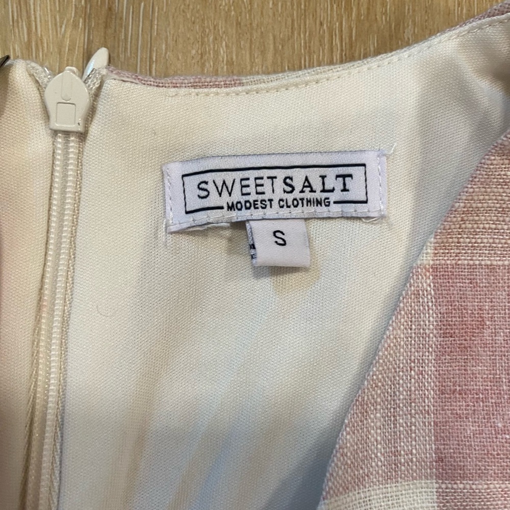 SweetSalt Faux Wrap Mauve Buffalo Plaid Dress Size S - Picture 7 of 13